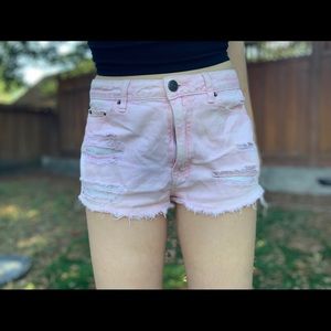 Light Pink Denim Distressed Pacsun BDG Shorts